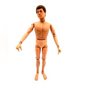 Vintage 1964 12" GI Joe Action Figure Dark Flocked Hair Blue Eyes Scar Face